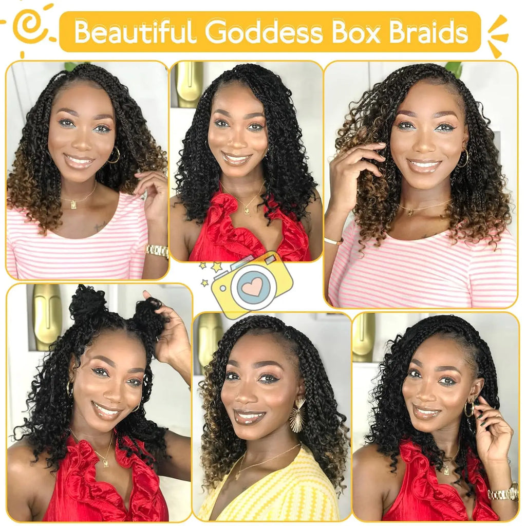 Synthetic Goddess Box Braids Crochet Hair For Black Women Box Braids with Curly Ends
