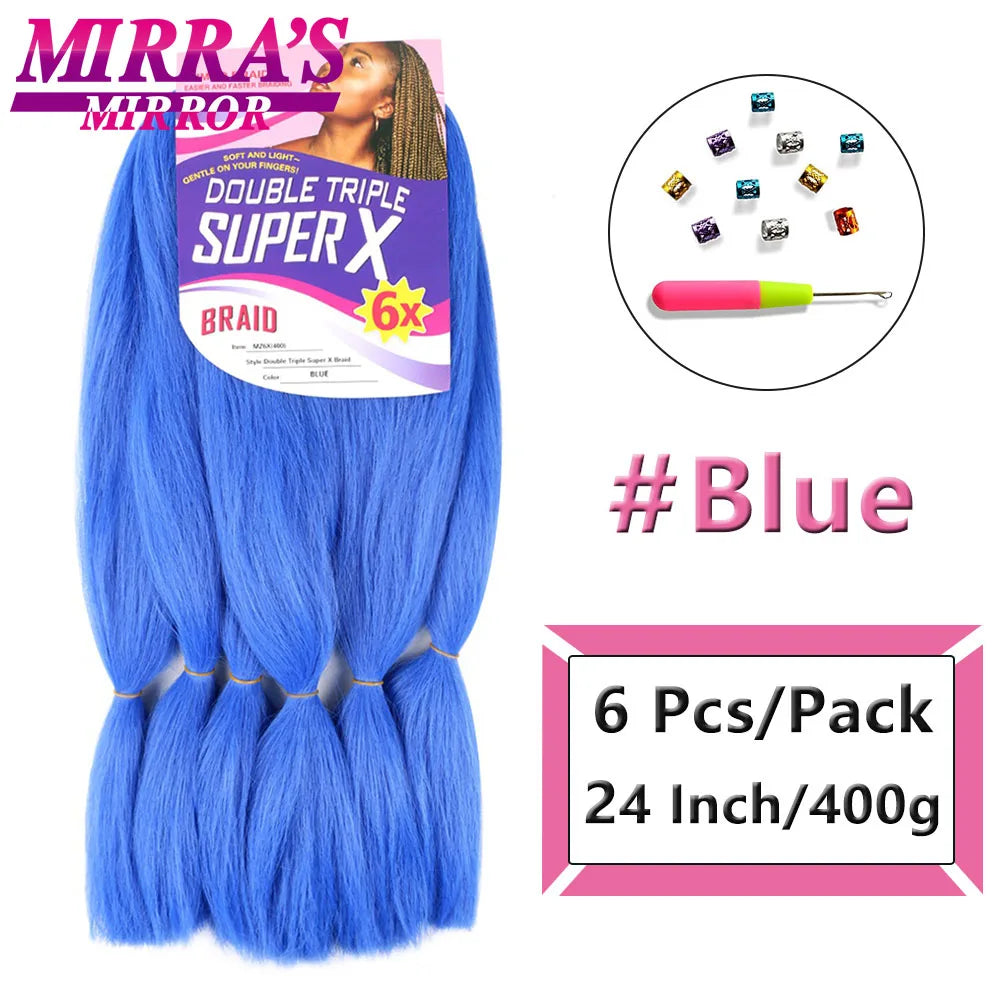 Jumbo Box Braids 400 Gramas Large YAKI Texture 6X Synthetic Braiding Hair  Pre-stretched African Braid Extensions Mirra's Mirror