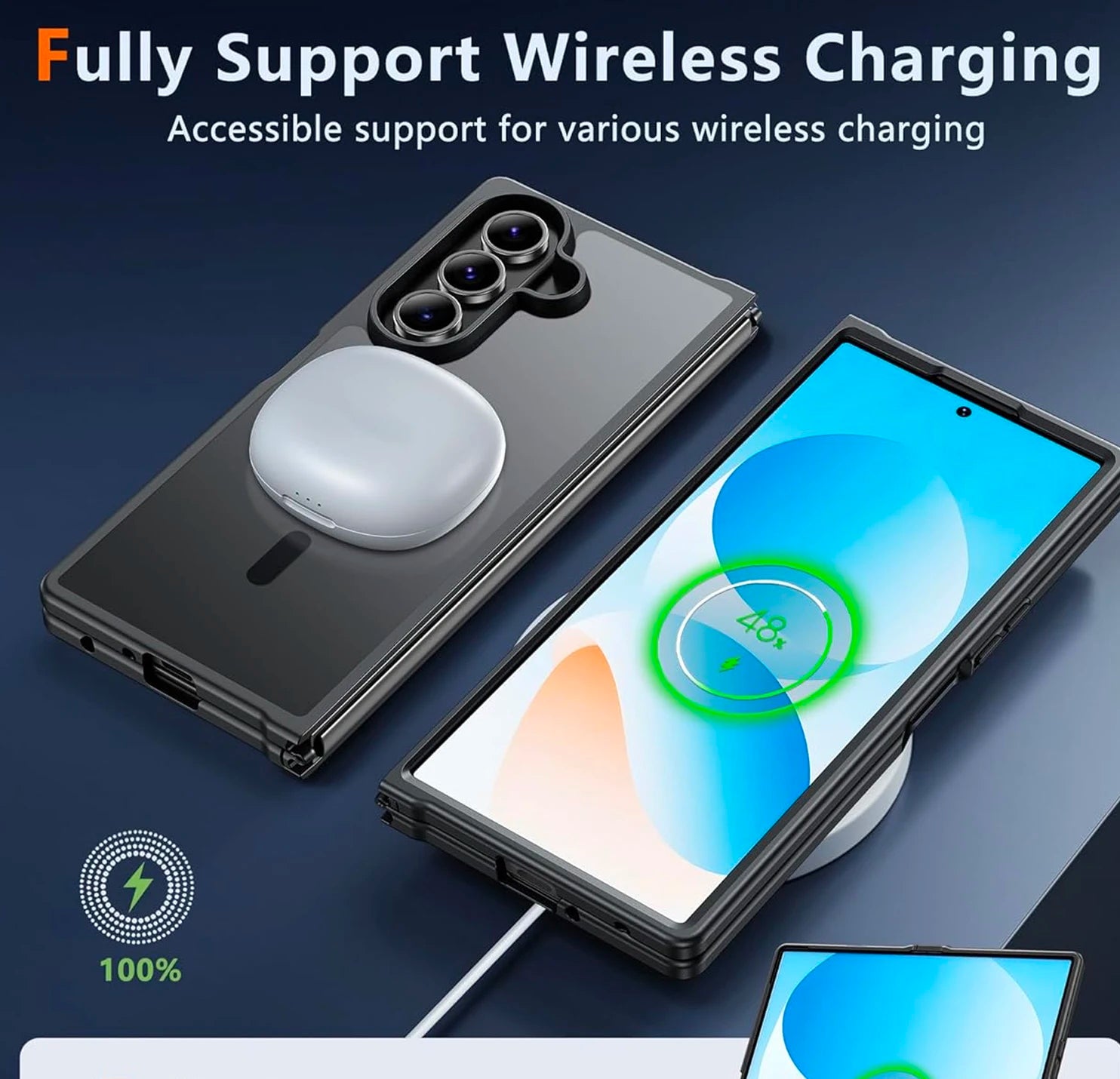 UYUXIO Translucent Magnetic Mobile Phone Case for Samsung Galaxy Z Fold 7 Wireless Charging Cases Rugged Slim Cover with Magnet