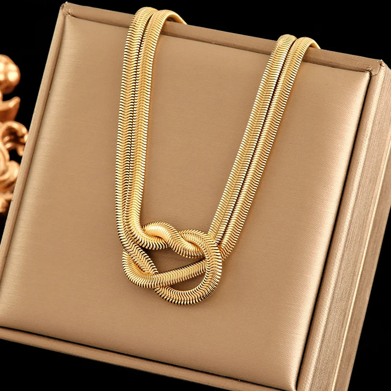 316L Gold Stainless Steel Chain Necklace | Trendy Punk Waterproof Jewelry for Women
