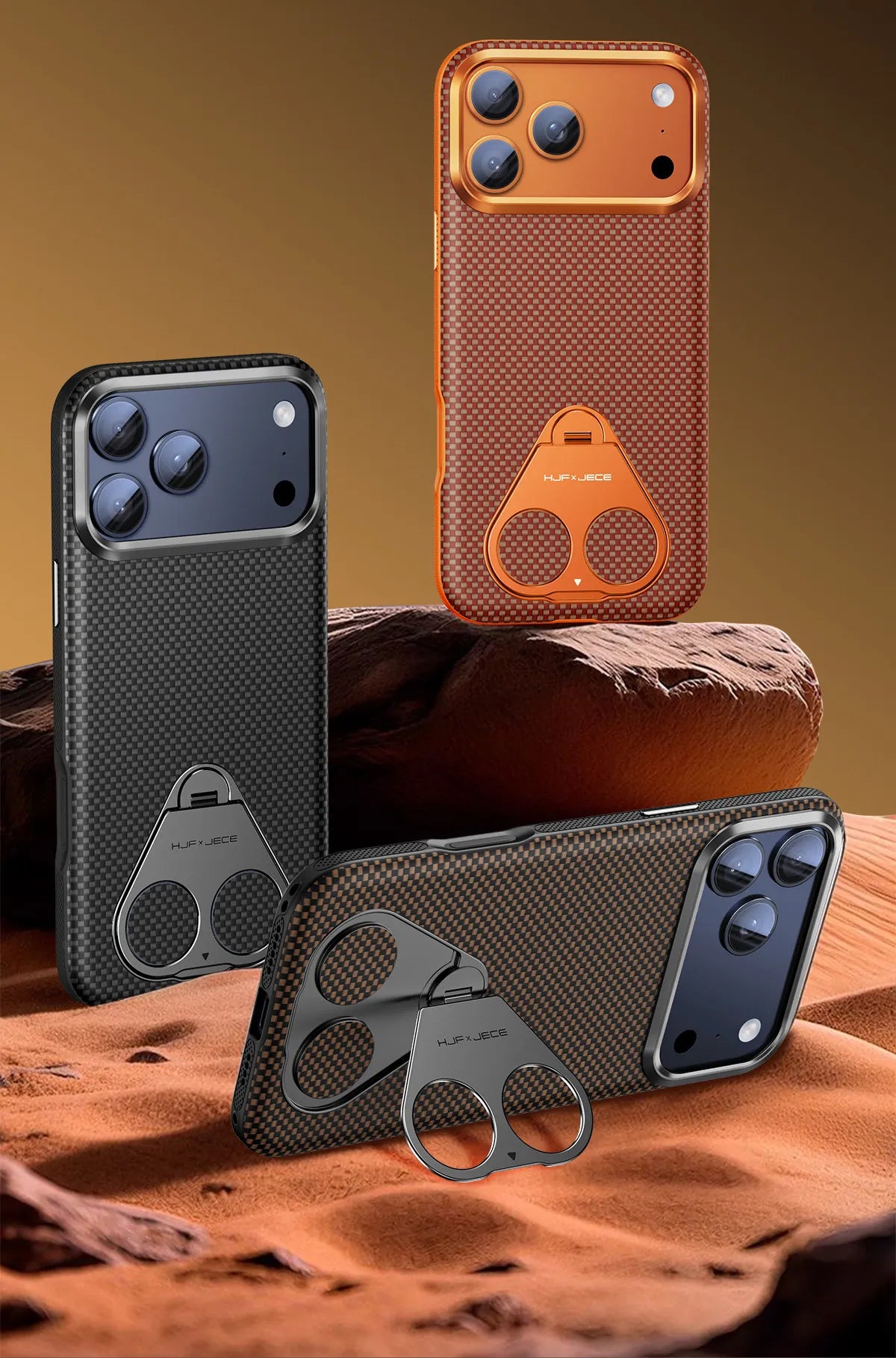 Magnetic Kevlar Phone Case for iPhone 17 Pro Max Case Carbon Fiber Zero Gravity Ring Holder for iPhone 17 Pro Slim Premium Case