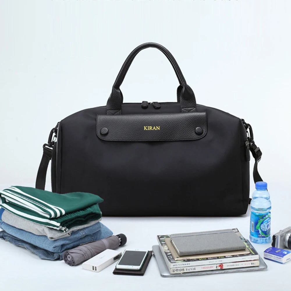 Travel Duffle Large Capacity Handbag Custom Name Canvas Business Trip Storage Bag Personalized Crossbody Bag Luggage Tote Bag