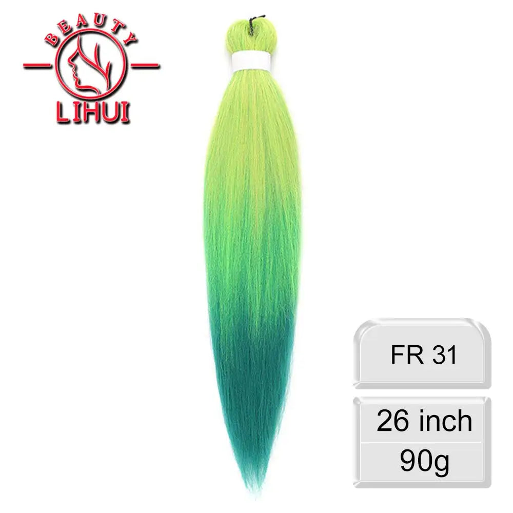 LIHUI Pre-Stretched Jumbo Braids — 26" 90 g Synthetic (Red/Pink, Frosted Colors)