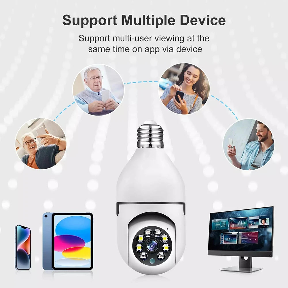 8MP E27 Bulb Surveillance Camera Wifi IP PTZ CCTV Camera 10X Zoom Color Night Vision Human Tracking Security Baby Monitor Cam