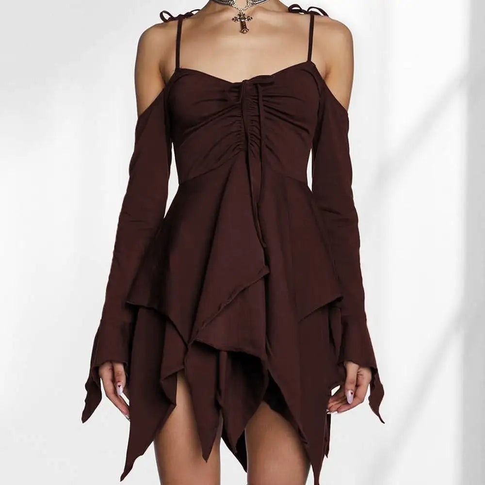 Sexy Asymmetrical Sling Dr Performance Costume loween Irregular Strapl Gown Women's Faion Autumn 2024