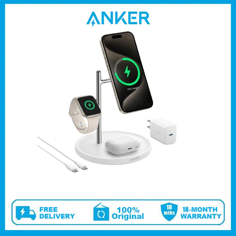 Anker MagGo Wireless Charging Station (3-in-1 Stand, A25M3)
