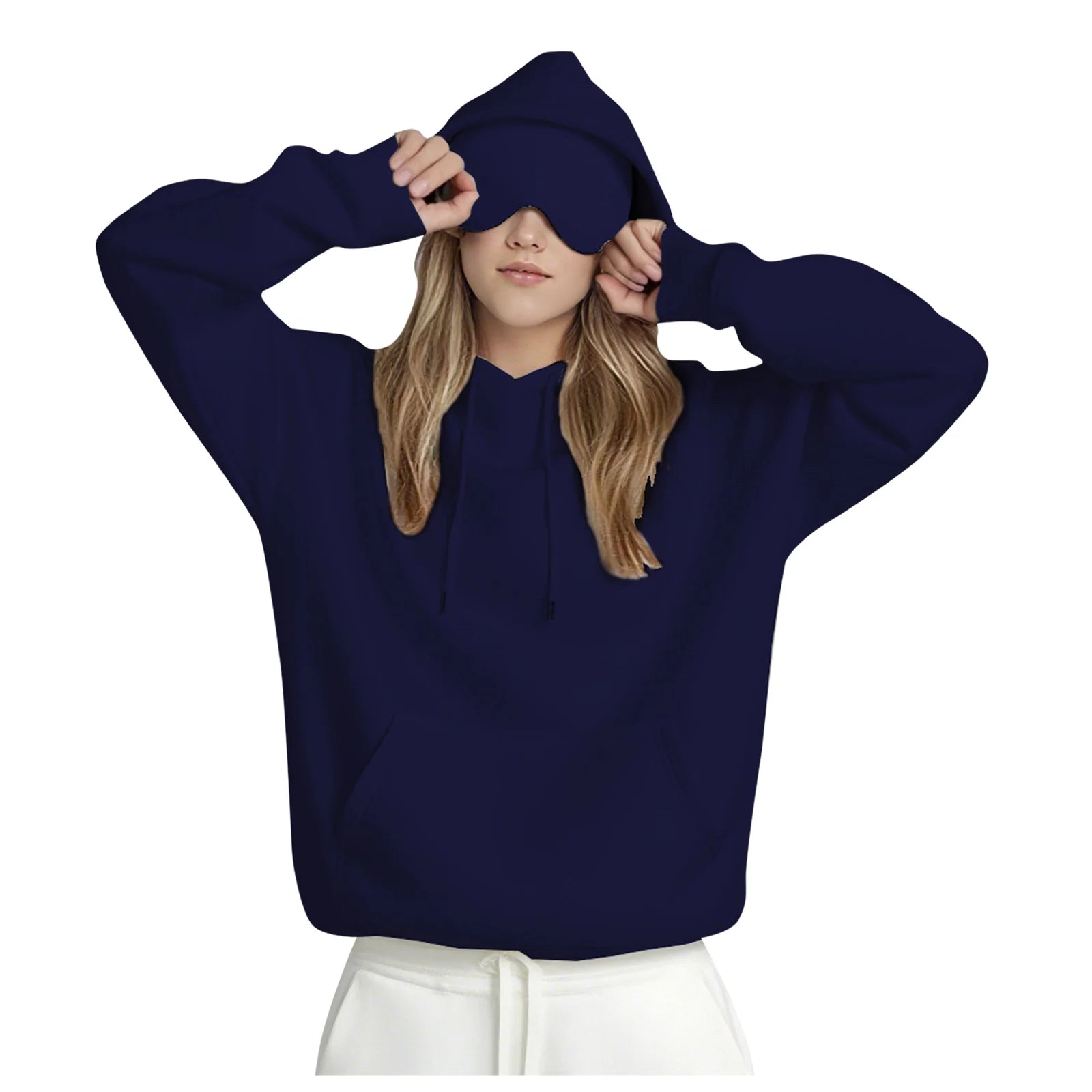 Plus Size Hoodie with Built-In Eye Mask – Oversized Travel Pullover