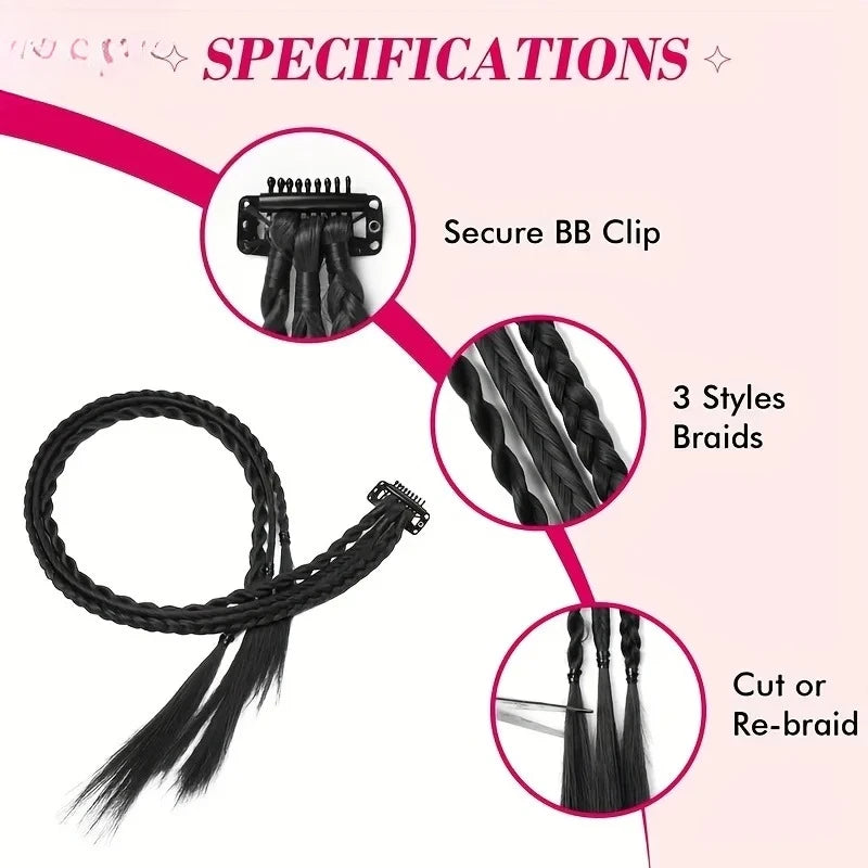 Synthetic Wig Braids Boxing Braid Dreadlocks Clip In Hair Extension Black Blonde Dirty Braids Boxer Braid Hairpieces For Women