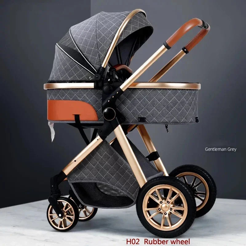 Luxury Baby Stroller 3 in 1 High Landscape Baby Cart Can Sit Can Lie Portable Pushchair Baby Cradel Infant Carrier