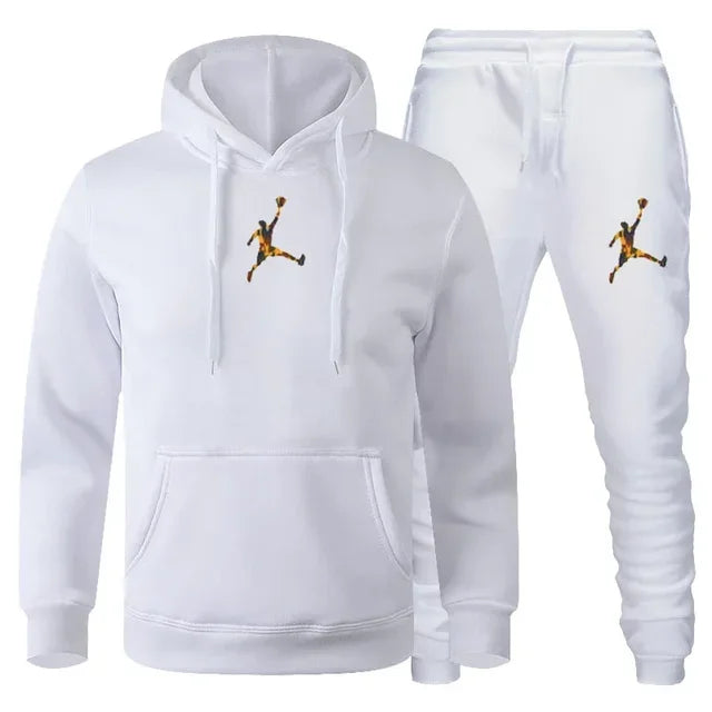 2025 Autumn/Winter Men's jogging Fitness sportswear Set: Fashionable long-sleeved sweatshirt + casual pants 2-piece set