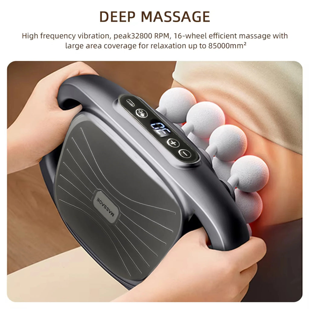 Massager Gun Set Deep Tissue Body Fitness Muscle Electric Relax Massager for Back Shoulders Legs Foot 16 Heads