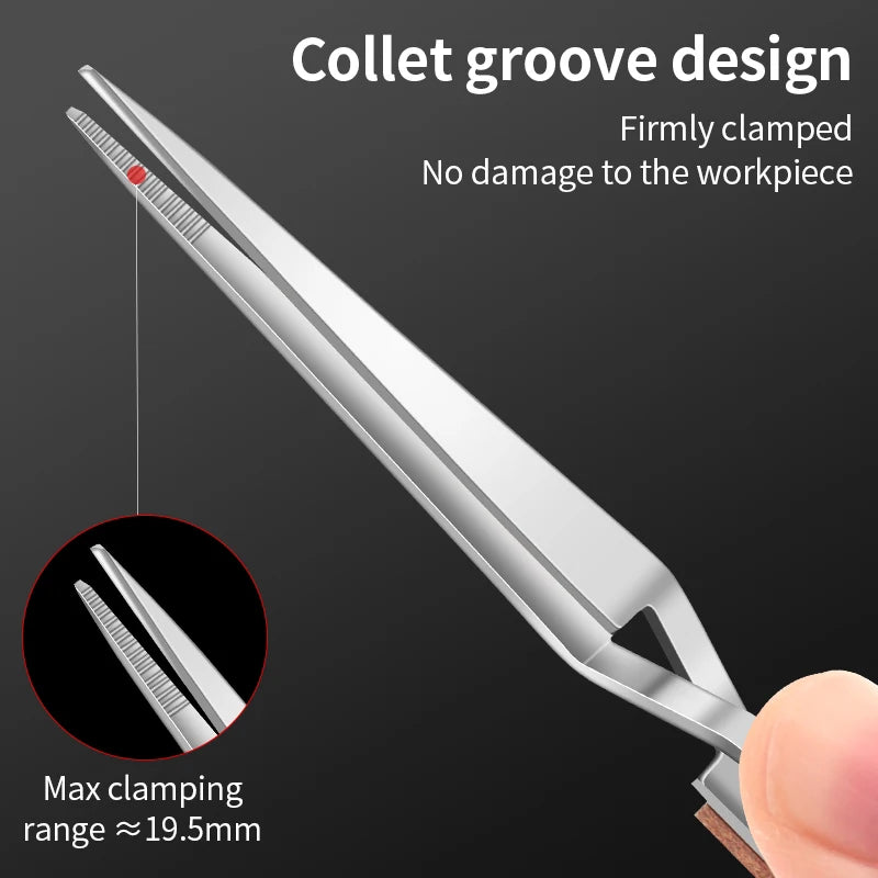 LUXIANZI Stainless Steel Reverse Tweezers Anti-Static Industrial Tweezers Acid Resistant Non-magnetic Precision Forceps Tools