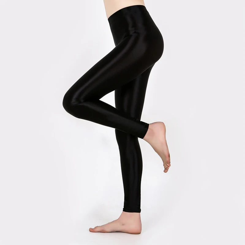GlossFit™ Satin Shiny Leggings — High-Waist Slim Glossy Yoga Pants for Women