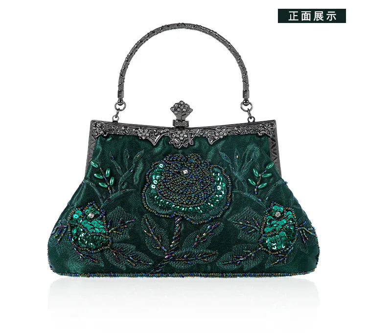 Retro Handmade Beaded Embroidered Dinner Bag Chic Festive Bride Bolsos Lujosos Marcas Famosas Luxury Designer Bags High Quality