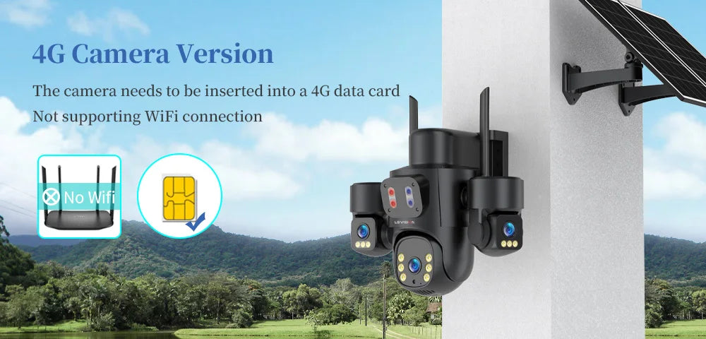 LS VISION AOV/PIR 3-Screens Solar Camera Optical Zoom Outdoor