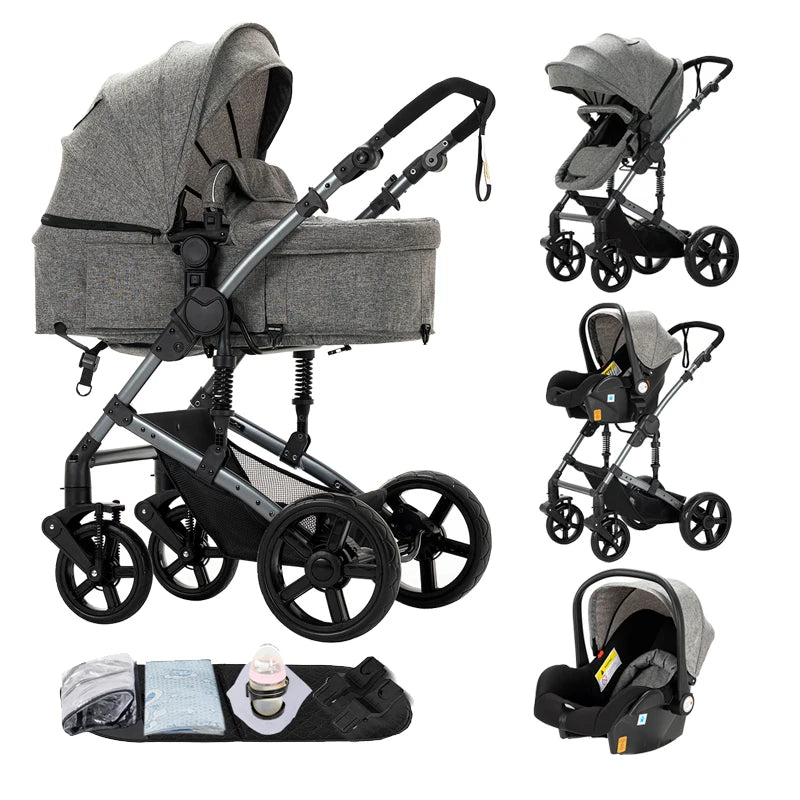 Baby Stroller 3-in-1 Travel System Carriages for Newborns Pushichair Car Seat Stroller High Landscape Lightweight Baby Prams
