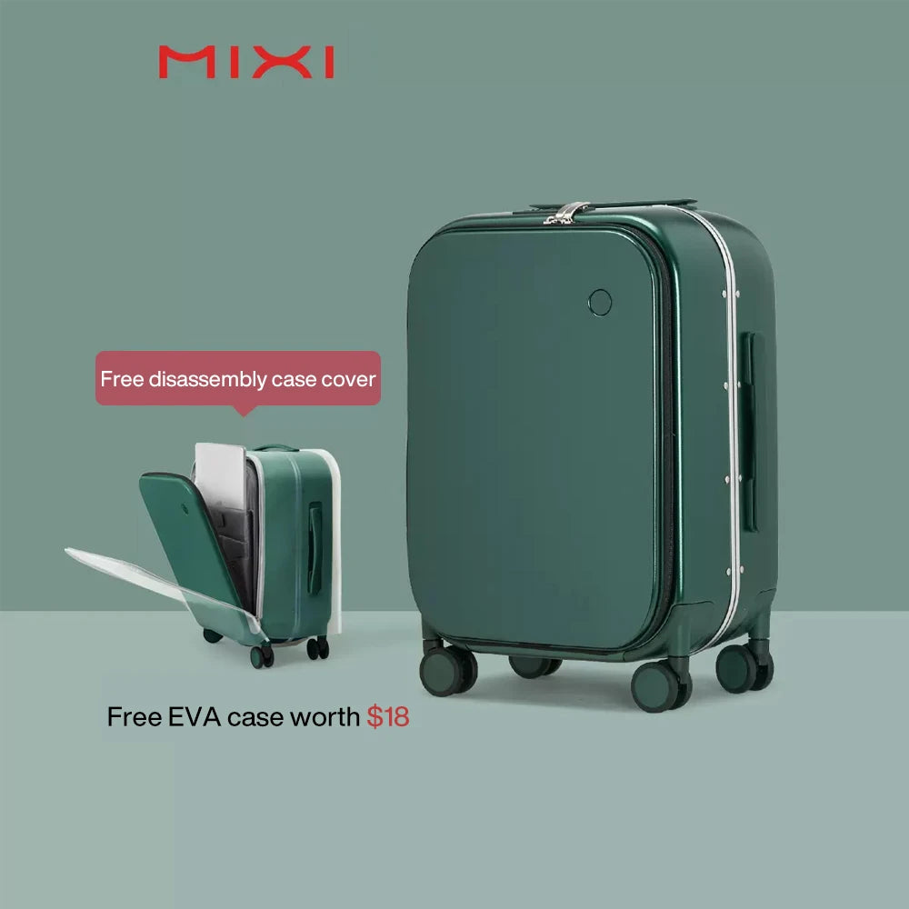 Mixi M9260 Aluminum-Frame PC Carry-On | Full-Front Quick Access, TSA Lock, 8 Spinner Wheels (18/20/24″)
