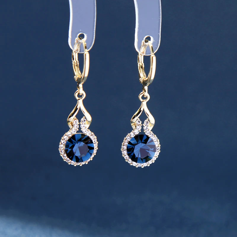 Crystal & Pearl Drop Earrings | Gold-Plated Brass Dangle Jewelry for Women