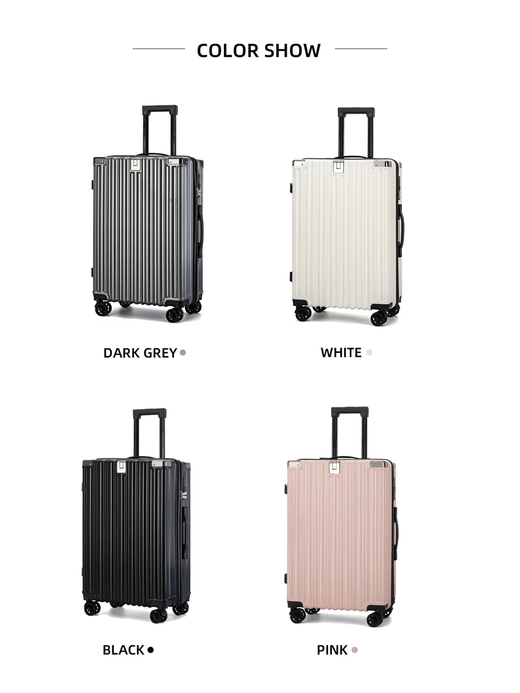 Sturdy Suitcase Aluminum Frame Trolley Case 20 Male and Female Students Universal Wheels 24 Boarding Suitcase Password Leather C
