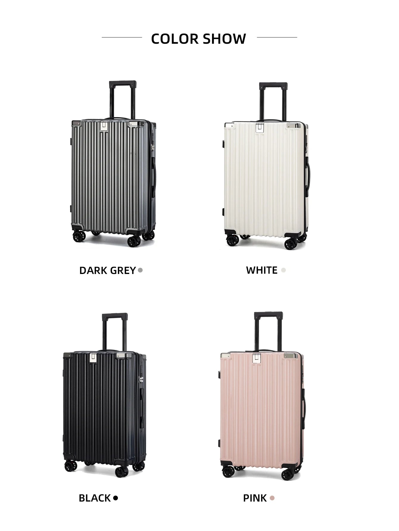 Sturdy Suitcase Aluminum Frame Trolley Case 20 Male and Female Students Universal Wheels 24 Boarding Suitcase Password Leather C