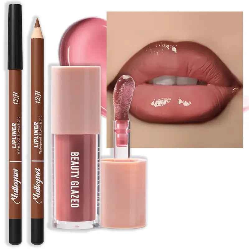 2-Piece Waterproof Matte Lip Set – Lip Liner + Lip Glaze