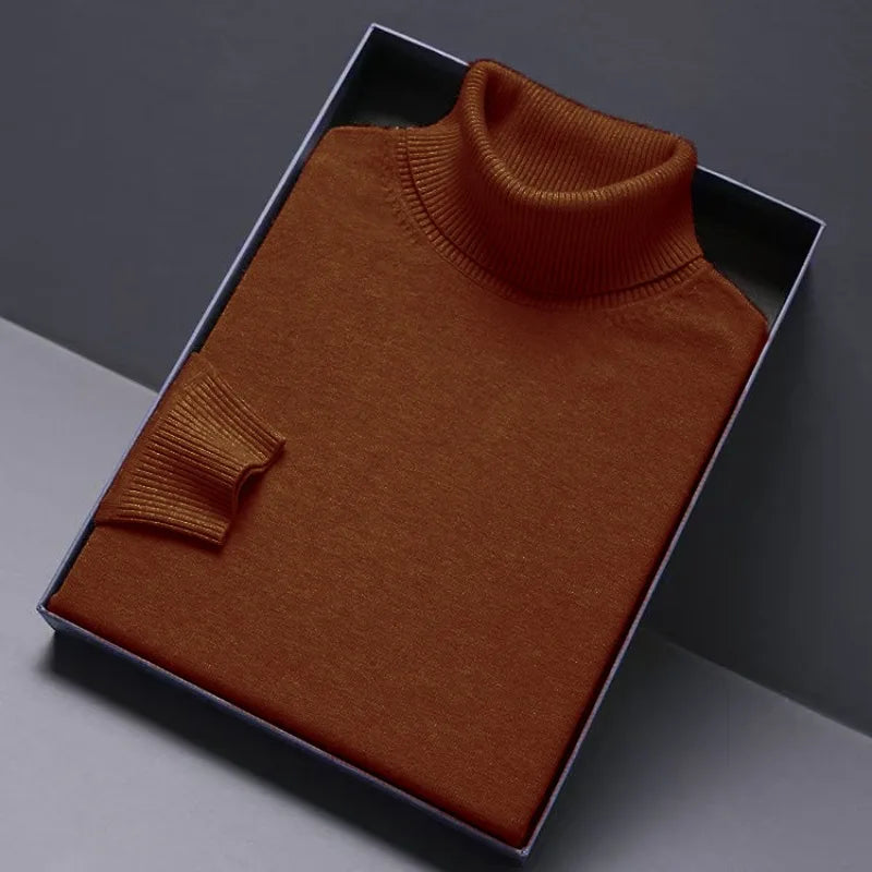 Animal Game Turtleneck Knitwear Luxury Men's Sweater Long Fit Pullover Sweaters Solid Color Men Streetwear Warm Cold Blouse