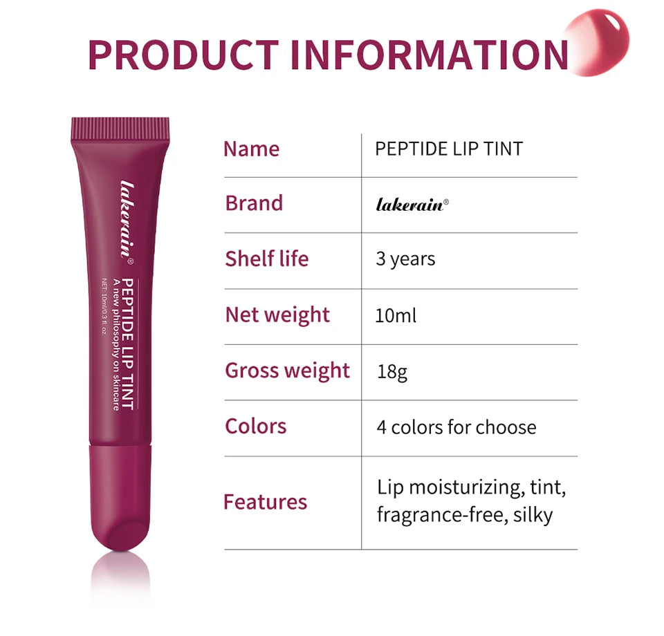 Lakerain 10ml Lip Balm Gel Texture Long Lasting Moisturizing Restore Replenish Non-Sticky Fragrance-Free Tinted Lip Serum Makeup