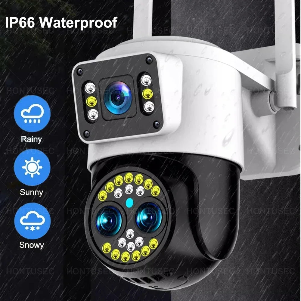 Yoosee 4K 8MP Three Lens Dual Screens 10X Optical Zoom IP66 Outdoor Waterproof Auto Tracking Two Way Audio Surveillance Cameras