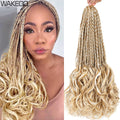 14 18 24 Inch French Curl Box Braids Crochet Hair Ombre Brown to Blonde Prelooped Synthetic French Curls Braiding Hair for Women