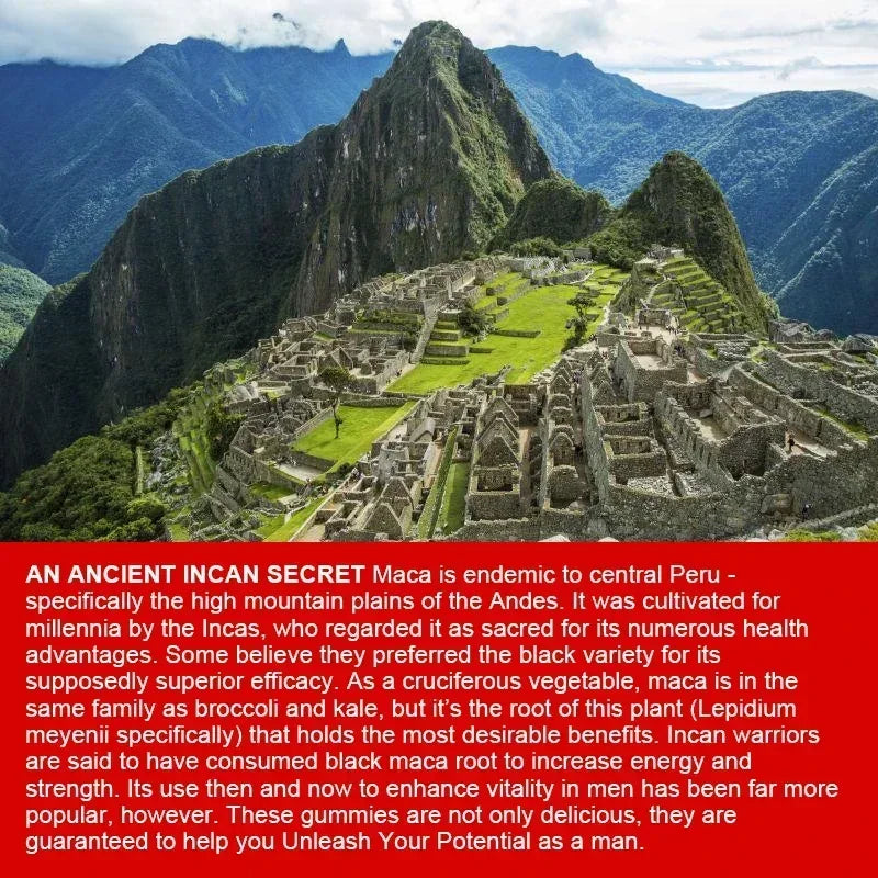 Black Maca Gummies - Performance and Mood Supplement, Supports Natural Health, Muscle Growth, Energy - 60 Gummies