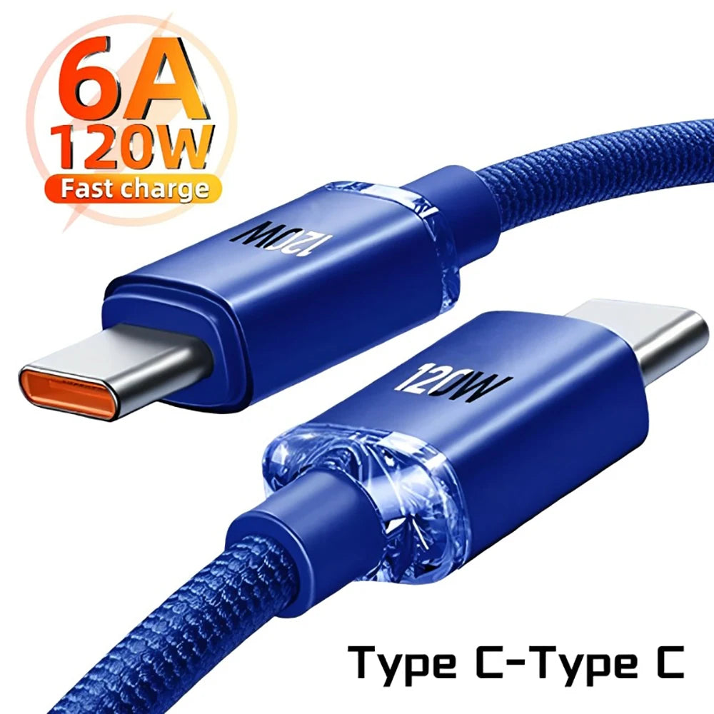 120W Dual Type C Data Cable Phone Fast Charge USB C Cable Type C Quick Charger Cords Data Line For iPhone Samsung Xiaomi Huawei