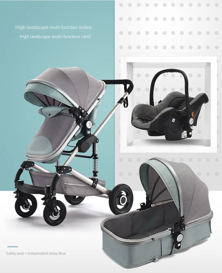 Baby Stroller ,Portable Baby Carriage,Fold Pram,Aluminum Frame High Landscape Stroller,for Newborn Baby trolley car seat