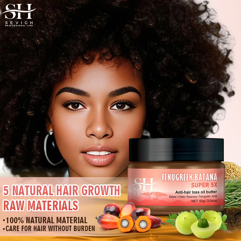Sevich Batana Super 5X Hair Growth Set – Chebe Butter Hair Mask & Herbal Regrowth Oil (Batana, Rosemary, Fenugreek, Amla, 40ml + 60g)