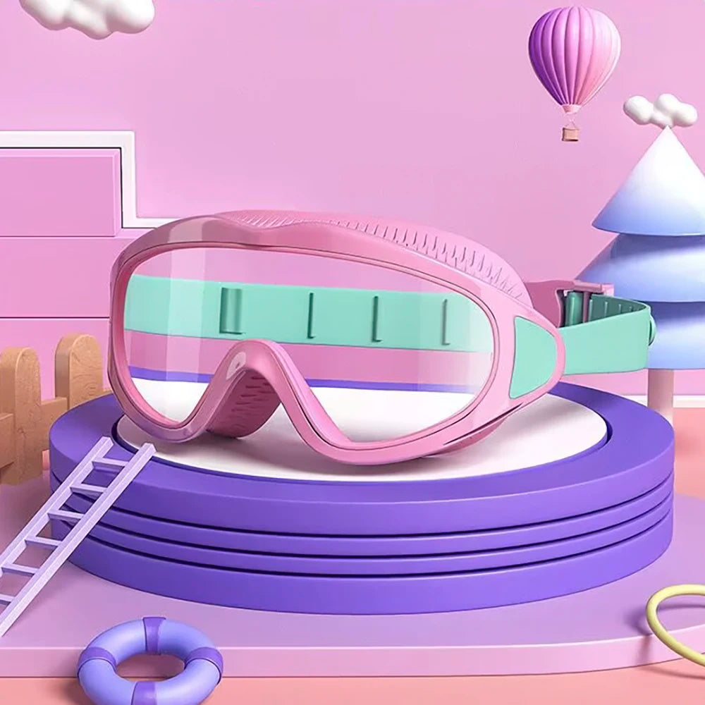 Children’s Silicone Swimming Goggles — Anti-Leak, Soft Frame, Comfort Fit for Girls (Pink)