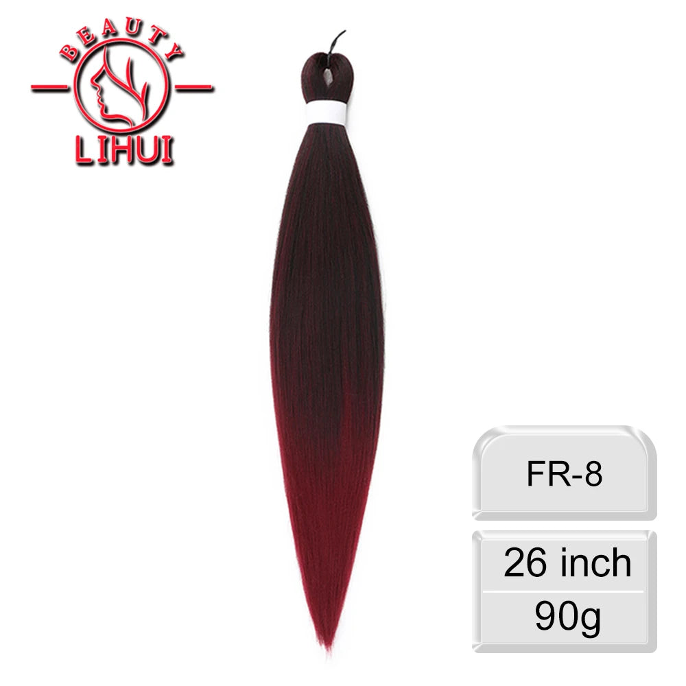 LIHUI Pre-Stretched Jumbo Braids — 26" 90 g Synthetic (Red/Pink, Frosted Colors)