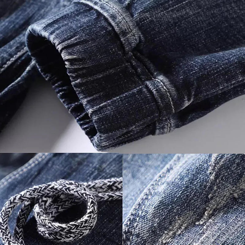 Autumn Jeans Elastic Waistband Mens Baggy Jeans Harun Pants Workwear  Retro Men's Skinny Jeans Tapered Jeans