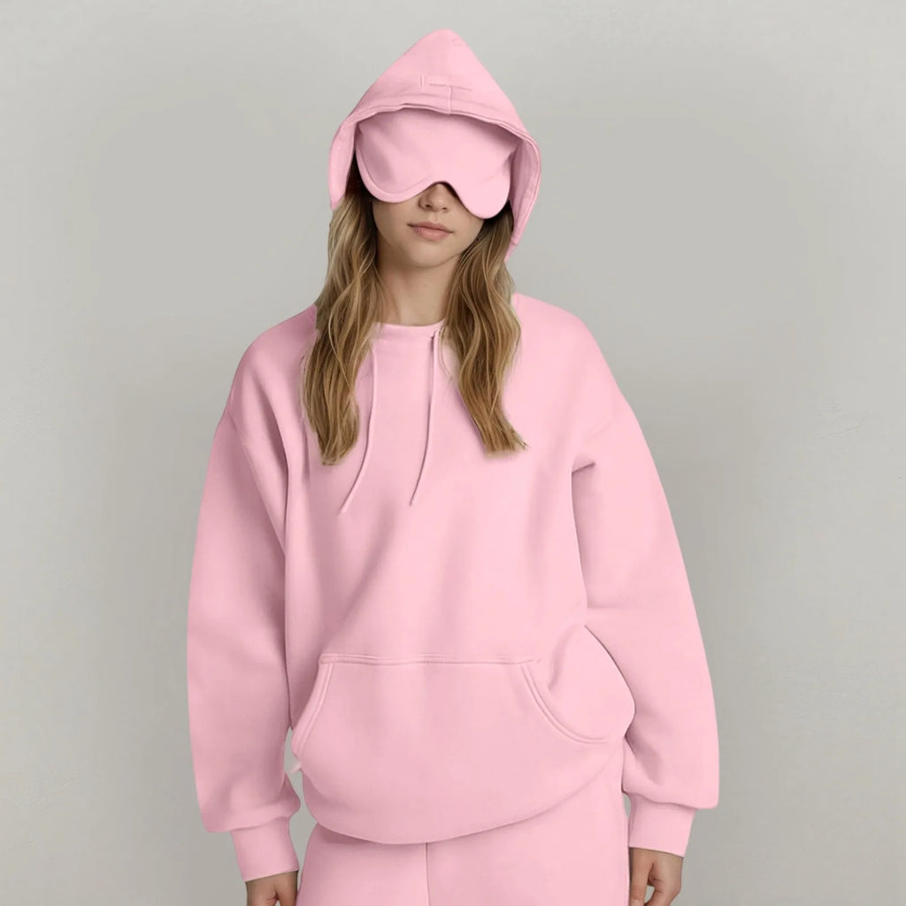 Plus Size Hoodie with Built-In Eye Mask – Oversized Travel Pullover