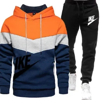 A new autumn and winter fashion combination hooded sweatshirt and sweatpants two-piece men's casual fitness jogging set