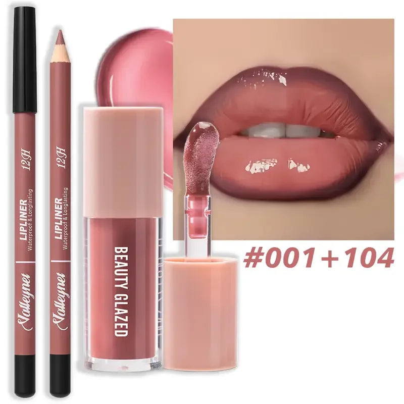 2-Piece Waterproof Matte Lip Set – Lip Liner + Lip Glaze