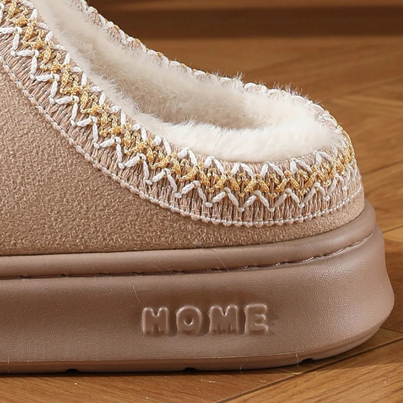 New Fashion Fluffy Platform Slippers for Women 2025 Winter Plush Warm Cotton Shoes Woman Comfort Non Slip Unisex Home Slippers