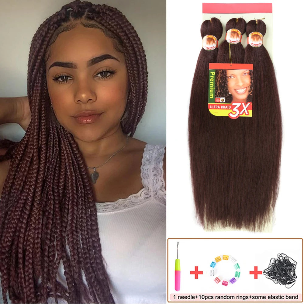Braiding Hair Pre Stretched 26 Inch 3 Packs Yaki Braiding Hair For Braids Hot Water Setting Synthetic Crochet Hair Extensions