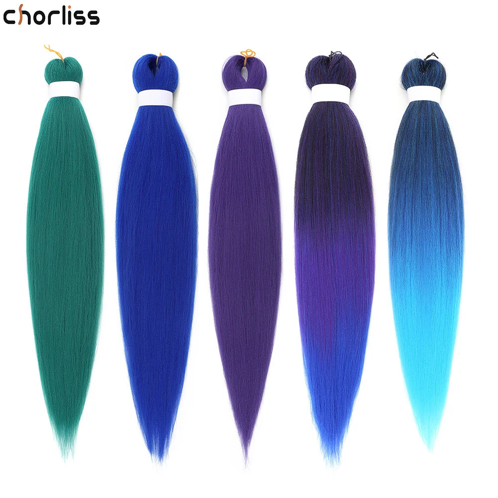 Chorliss Pre-Stretched Jumbo Braids — 24"/26" Synthetic Yaki Ombre (80–90 g, 105 Colors)