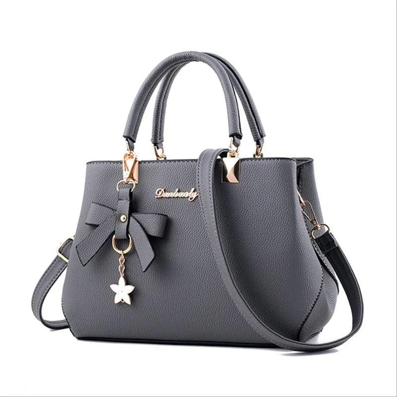 Fashion Solid Color With Bow One Shoulder Bag Portable Bandolera Casual Satchel Large Capacity Cross-body Handbag For Women
