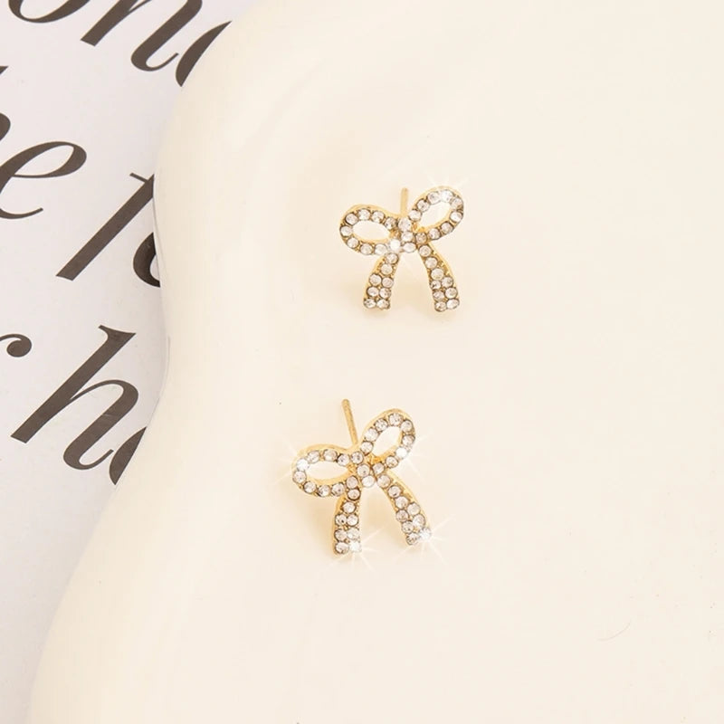 Light Luxury Bowknot Drop Earrings | Elegant Long Bow Studs for Women
