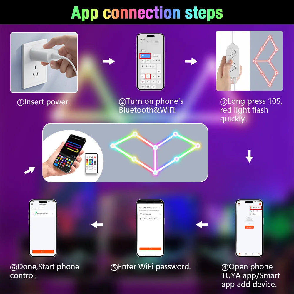 Wiscolor RGB Smart Wall Light Bar (9-Piece)