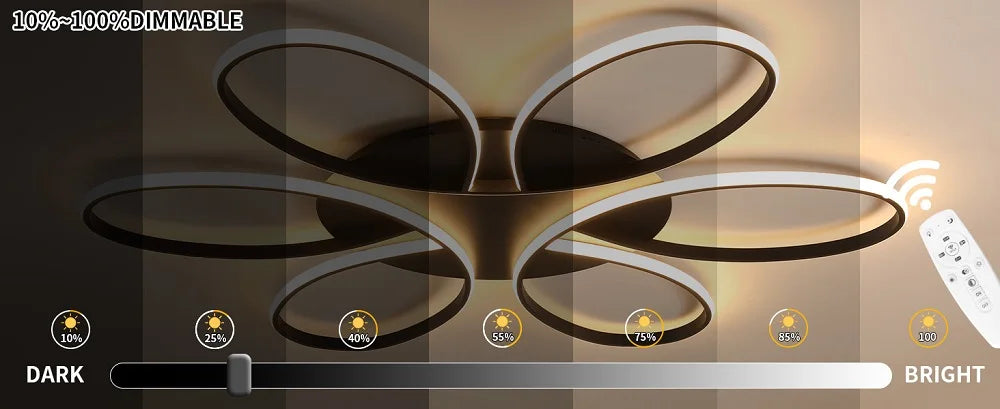 LIMIT LIGHT 6-Ring Modern LED Ceiling Lamp | Dimmable Flower Design