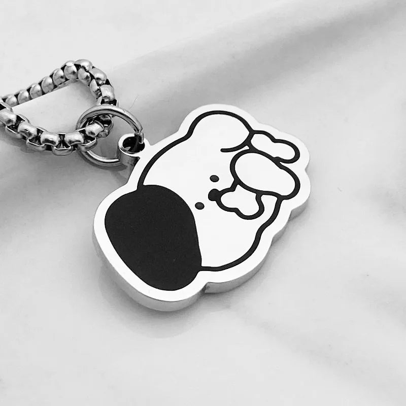 Scared Black Cat Pendant Necklace | Titanium Steel K-Pop Fashion Chain for Men & Women