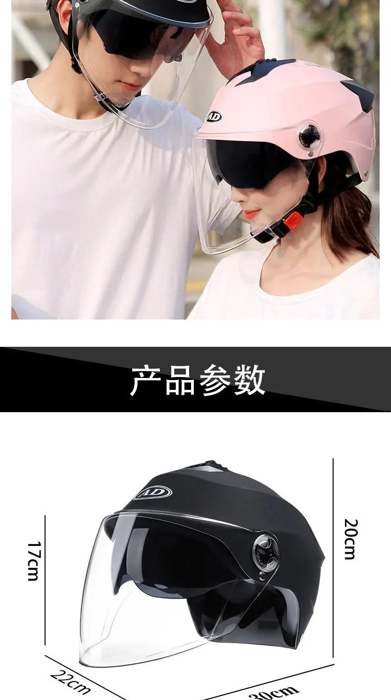 Motorcycle Helmet with LED Lights | Adjustable Electric Scooter & Moped Half Helmet for Men and Women
