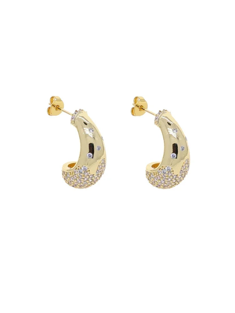 2025 Gold-Plated Waterdrop Earrings | Paved Cubic Zircon Studs for Women