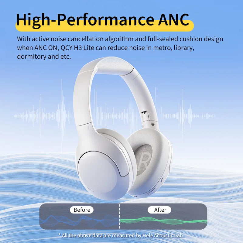 QCY H3 Lite ANC Wireless/Wired Headphones (BT 5.3, 60H)